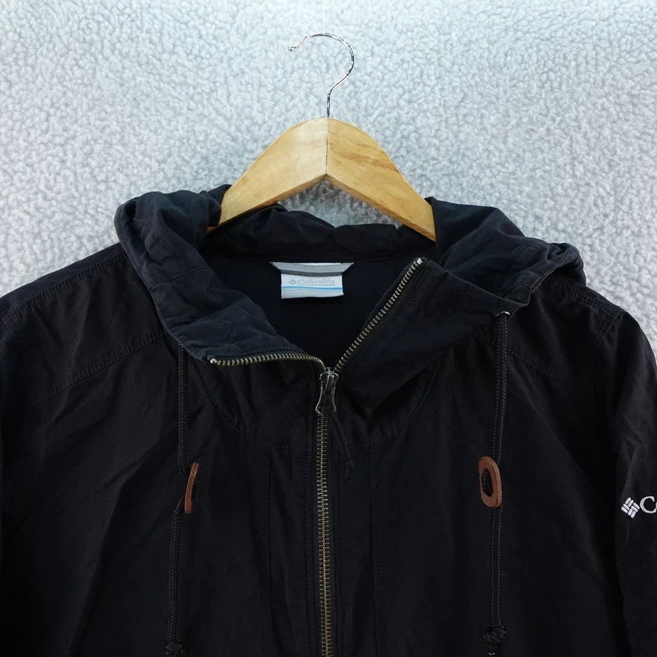 Columbia Mujer L Negro Con Capucha Ligero Chaqueta de Lluvia Abrigo Anorak Tareas Campamento Foto 3 de 4