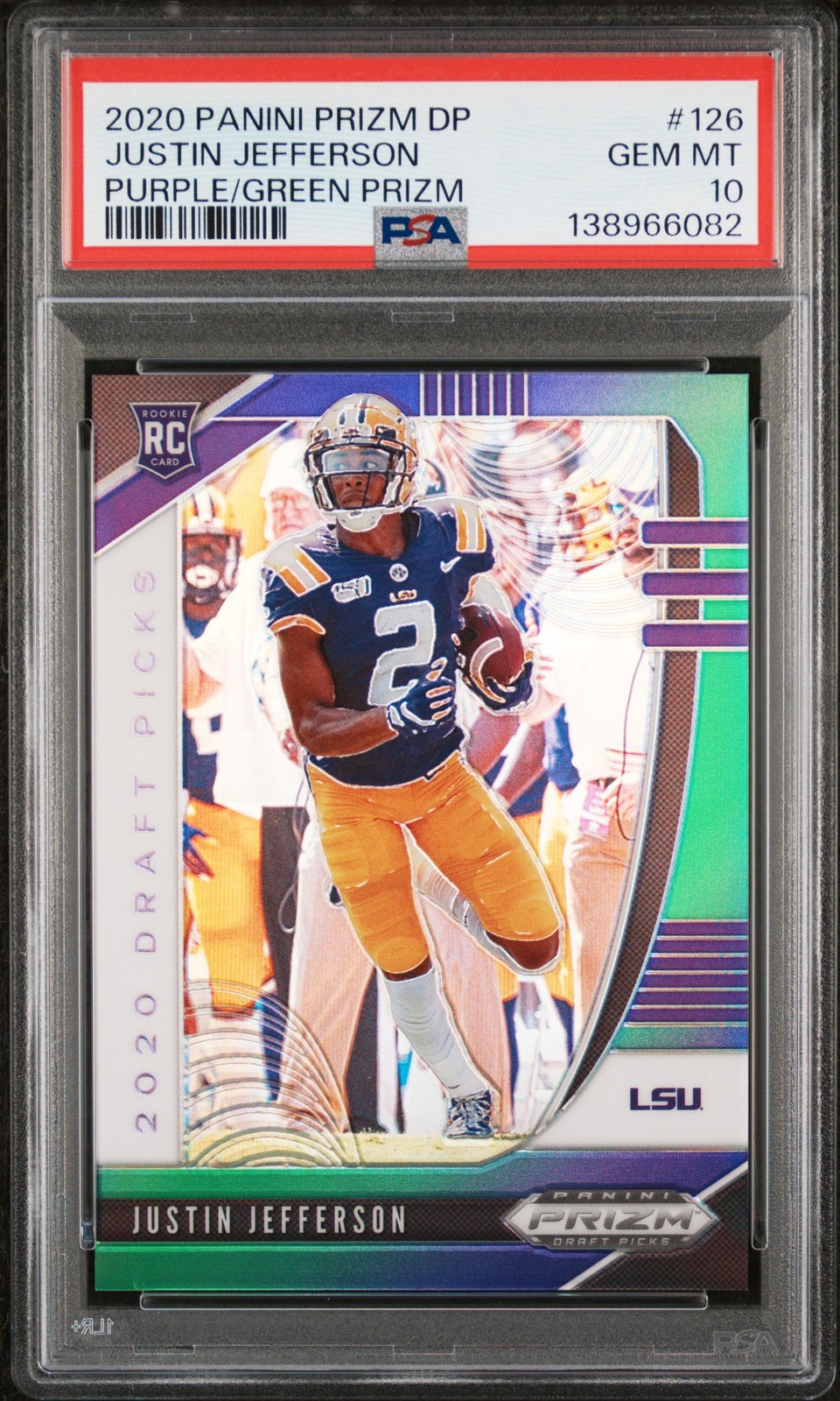 2020 PANINI PRIZM DRAFT PICKS #126 JUSTIN JEFFERSON ROOKIE RC 180/199 PSA 10