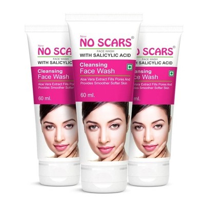 No Scars Aloevera Face Wash for Deep Cleansing Reduce Acne - 60 ml (3er Pack)
