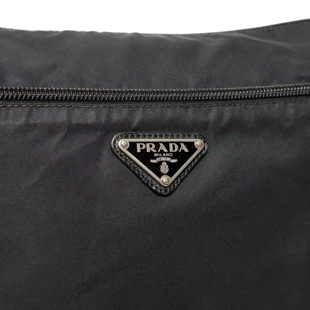 4075  PRADA Shoulder Bag Triangle Logo White Tag Black thumbnail 11