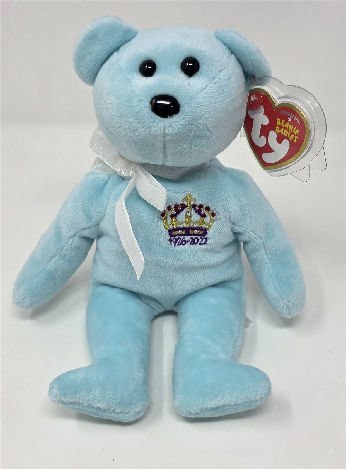 Ty Beanie Baby Queen Elizabeth II Blue Crwse 1st Version Bear MWMT UK Exclusive