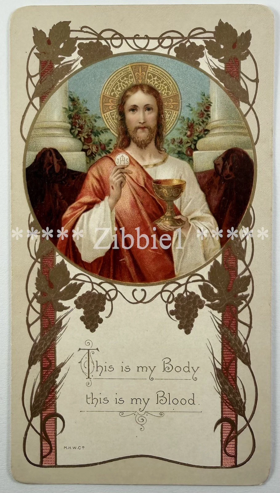 This is my Body, This is my Blood, Antique Holy Devotional Card. image 1