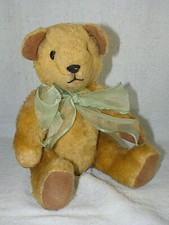 Vintage 10" Hand Crafted Jointed Plush Brown Bear with Button Joints Eyes