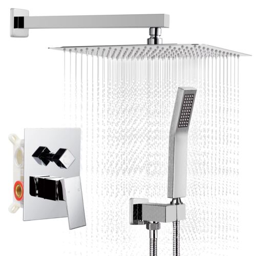 Qomolangma 12 inch Rain Shower System Bathroom Shower Faucet Set with Pressur...