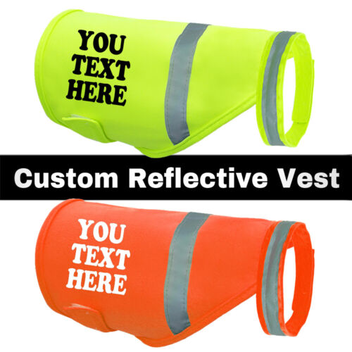 CUSTOM PRINTED DOG HIGH VIS SAFETY VEST REFLECTIVE PET HI-VIS PERSONALISED COAT - Photo 1/14