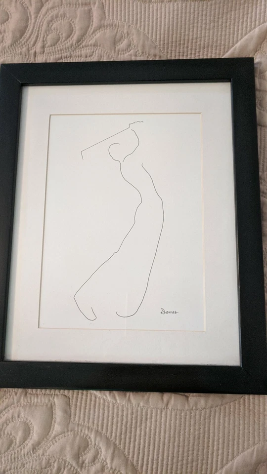 Pen & ink line drawing GOLFING Black & White Framed Print Wall Art Picture 13x16 - Image 4 of 4