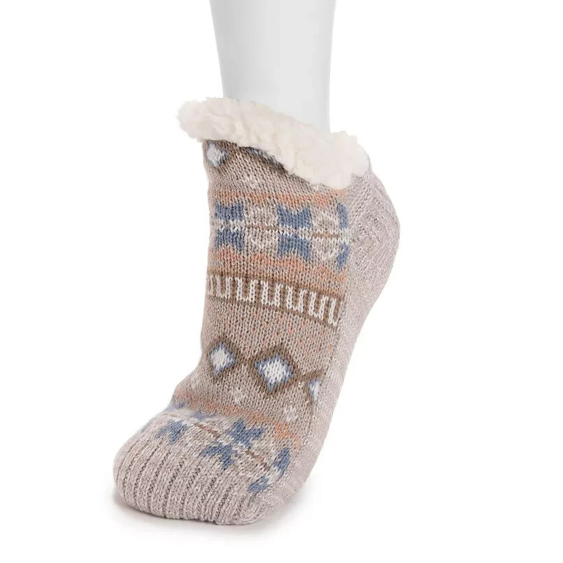 SAOLA Calze ciabatte da cabina donna Muk Luks corte suola antiscivolo Fairisle Frozen Fog S M