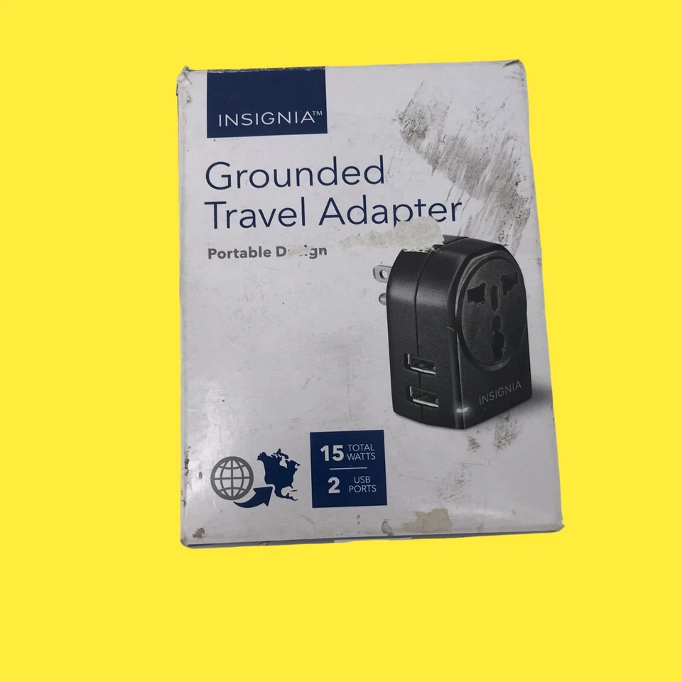 Set of 2 Insignia Grounded travel adapter with 2 USB Ports - Black #3357 Z65/103 - Image 2 of 4