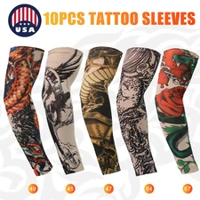 Summer Ice Silk Cold Arm Warmers Seamed Sun Protection Tattoo Sleeve Breathable