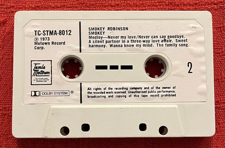 SMOKEY ROBINSON - RARE 1973 CASSETTE TAPE WITH PAPER LABELS - SMOKEY - Image 3 of 4