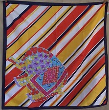 Vintage Morsly Floral Elephant Women's Scarf 100 Polyester Red Yellow Blue
