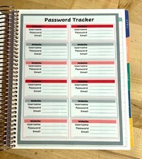 Password Organizer Dashboard for use with Erin Condren Life Planner