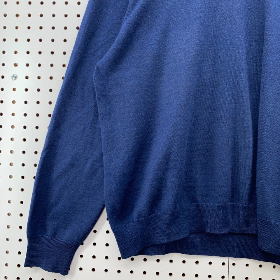 Suéter Kenneth Roberts Platino 100% Lana Hombres XL Azul Cuello en V Pullover 24.5x27.5 Foto 4 de 4