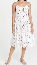 FARM RIO ANTHROPOLOGIE MULTICOLOR PINEAPPLE MIDI DRESS OFF WHITE SZ M NWT $298