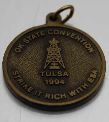 Vintage Epsilon Sigma Alpha Strike it Rich with ESA Tulsa OK 1994 Brass Pendant