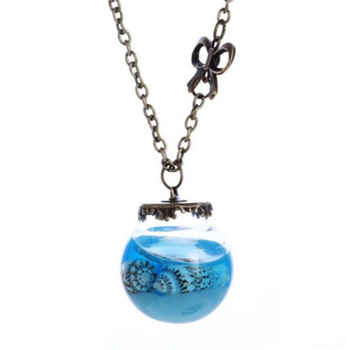 Bottle Pendant Necklace Women New Aqua 