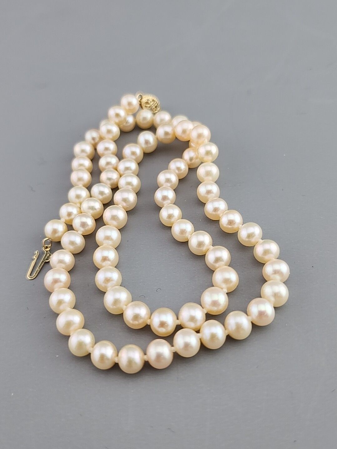 14K DIL Gold Genuine Freshwater Pearl Necklace 18… - image 1