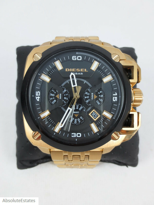 NEW Diesel BAMF Black & Gold DZ7378 Large Mens Chronograph Watch