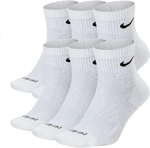 Nike Everyday Cushioned Drifit Unisex Ankle Socks, Size Medium- White - 6pairs