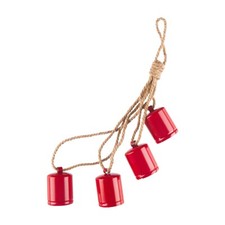 4-Count Metal Hanging Bells Christmas Decoration in Red Finish 21 Inch Long