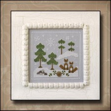 Country Cottage Needleworks Cross Stitch Chart Snowy Foxes w/Button