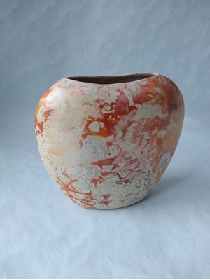 VASEFLAT OVALE FORM, DEKO STUDIO HANDGEFERTIGT ORANGE 21 CM HOCH, PORÖS