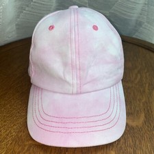 Pink  White Tie Dye Girls Youth Kids Ball Hat Cap Unique Elastic Band One Size