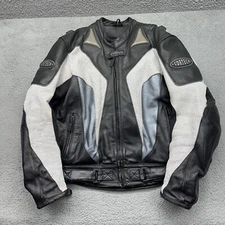 Tourmaster CORTECH Mens 46 XL 100% LEATHER Performance Motorcycle Jacket BLK/GRY