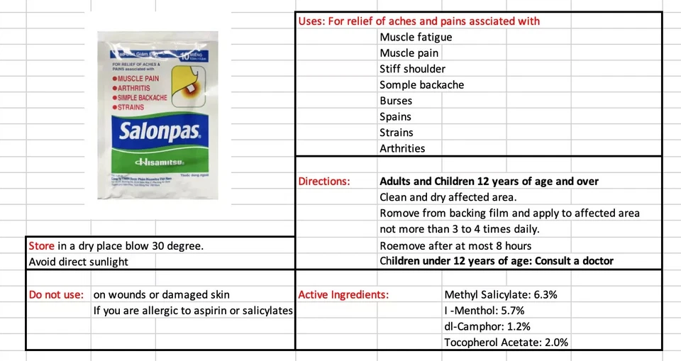 Salonpas Pain Relieving Patch 24 packs 240 Patches made in Vietnam exp 2026 - image 2 of 4