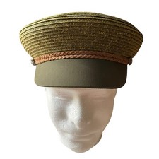 Captain Sailor Paper Straw Green Women’s Fashion Cap Hat Braid Faux Suede Strap