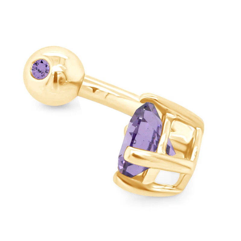 Anillo piercing en el ombligo enchapado en oro amarillo de 14 K en plata de ley Foto 4 de 4