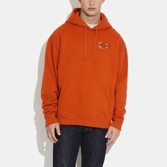 COACH Felpa con cappuccio da uomo arancione sfumata (CE334) taglia M $328