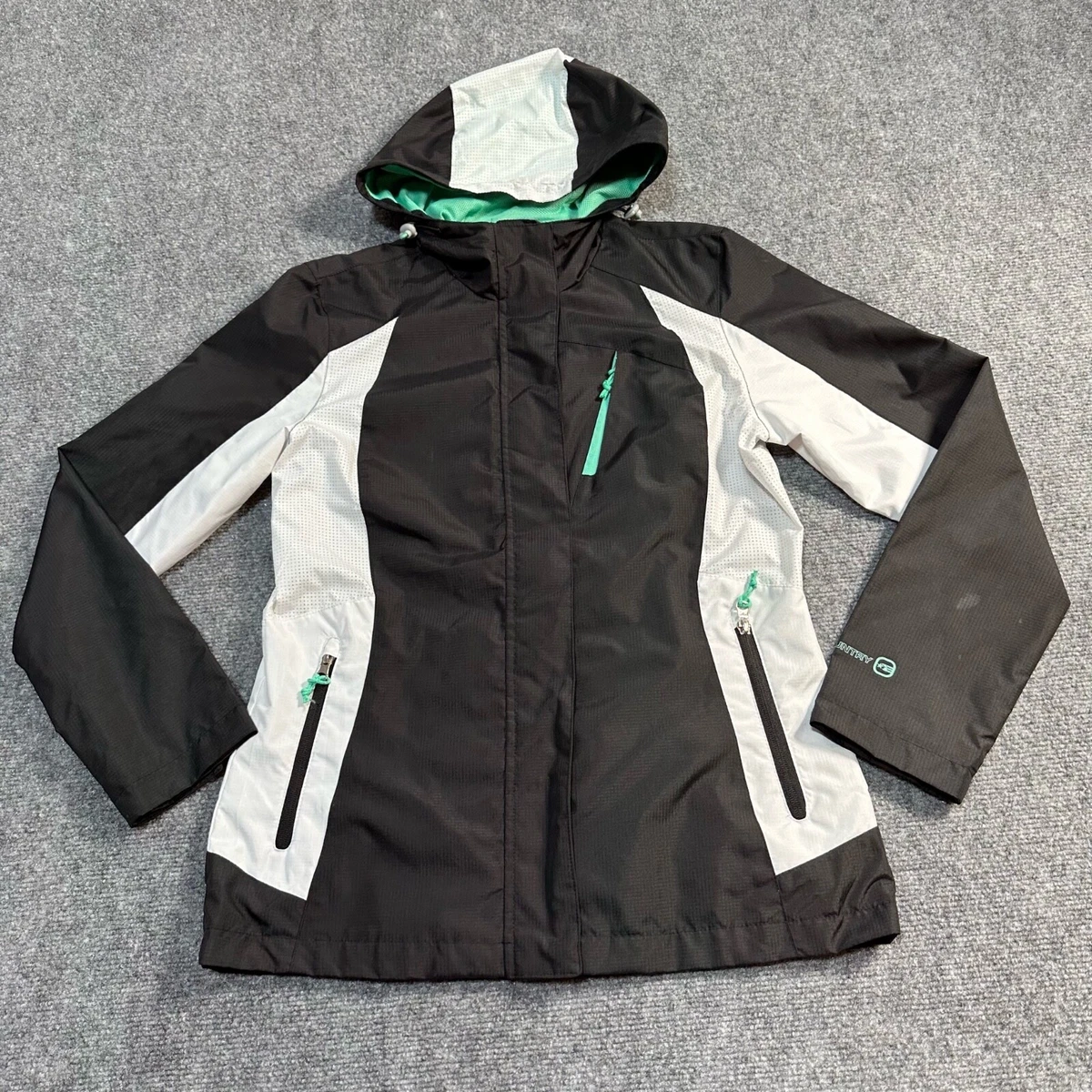 Free Country Jacket Womens Small Black Hooded Full Zip Athletx