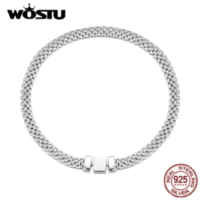 Original 925 Sterling Silber klassisch gestrickt Armband Armband für Damen