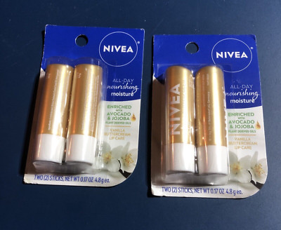 Nivea Nourishing Moisture Vanilla Buttercream Lip Balms (4) Package may vary