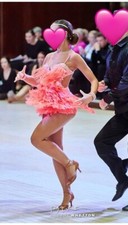 Marabo Latin Ballroom Dance Dress Bright Pink Tassel Fringe S Small 8 10 DSI