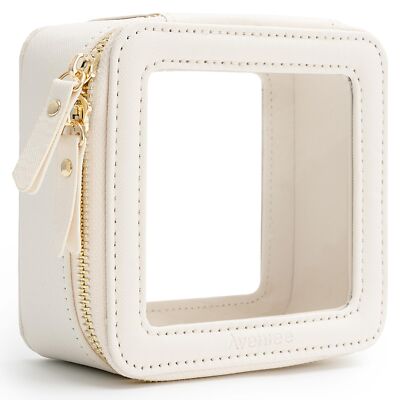 TSA Approved Small Clear Makeup Bag Mini Travel Toiletry Organizer Mini-White
