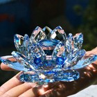 Feng Shui Quartz Crystal Lotus Flower Crafts Glass Paperweight Ornament Figurine