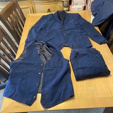 Wehilion Men  s 3-Piece Suit Large  Navy Blazer Jacket, Pants  Vest Set