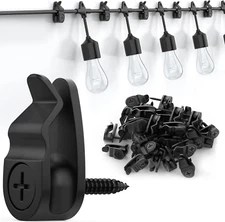 Outdoor String Lights Clips, Weatherproof Cable Hanger Hooks for Hanging Fairy L