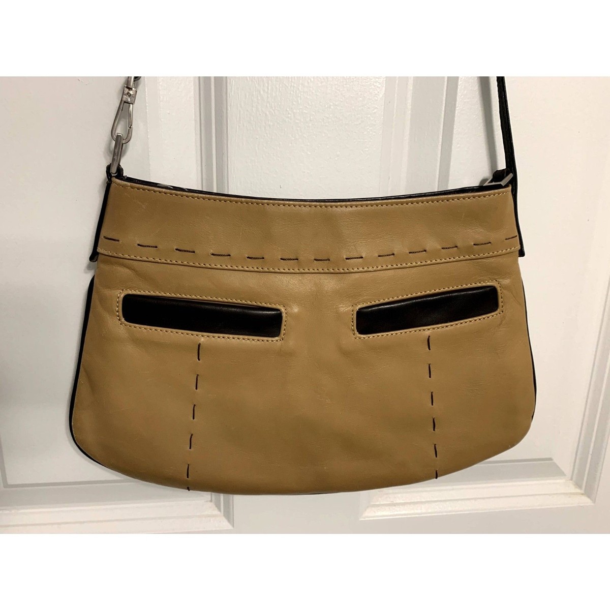 Caterina Lucchi Italian Leather Brown Two Tone Vintage Crossbody