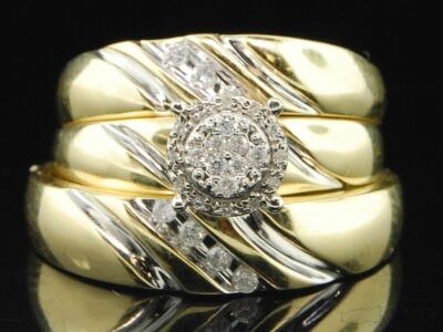 Mens/Ladies 10K Yellow Gold Diamond Engagement Ring Wedding