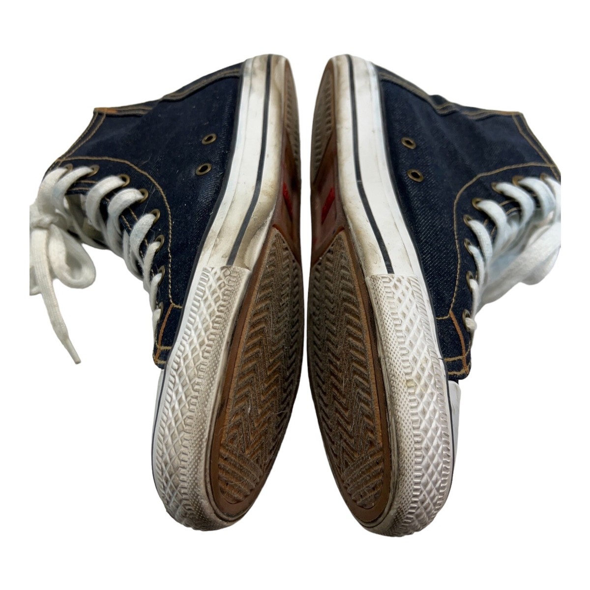 Mens 9.5 Levis Original High Top Blue Denim Canvas Shoes