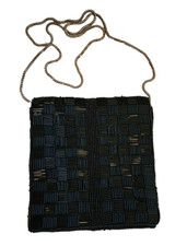 Vintage 1960s Black Beaded Purse, Walborg Made In Hong Kong