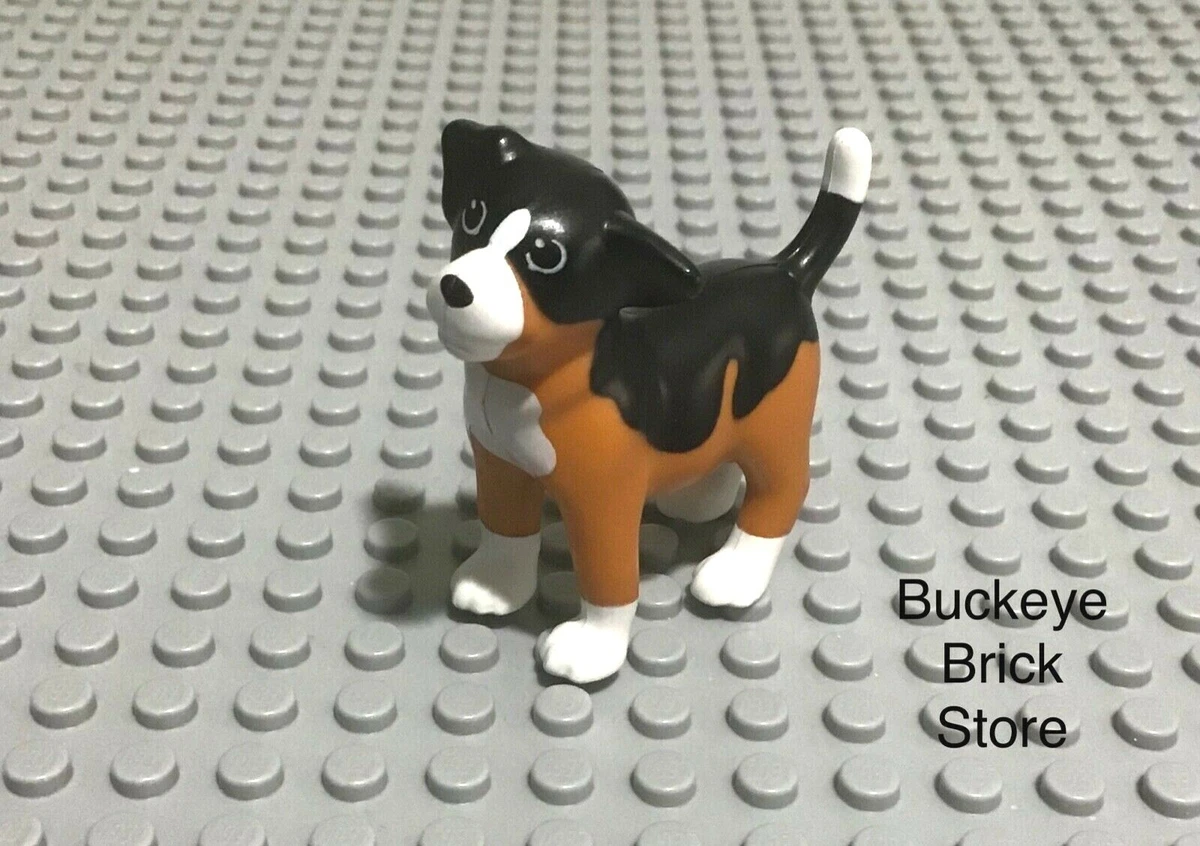 LEGO Animal Minifig Standing BLACK and WHITE DOG Beagle Hound With