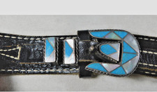ZUNI STERLING Türkis MOP Inlay HANDARBEIT Lady Vintage 4-teiliges Ranger Set