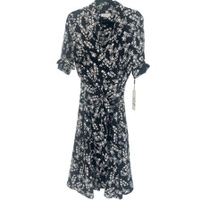 NWT $139 Calvin Klein Black & White Floral Fit & Flare Shirt Dress Size 12