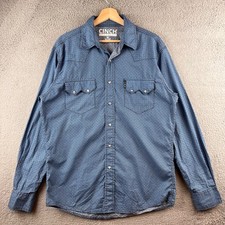 Cinch Modern Fit Mens Medium Long Sleeve Western Shirt Blue Geometric Print