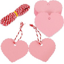 BEISHIDA 100PCS Mother's Day Gift Tags,Pink Heart Shaped Hanging Labels, Bulk...