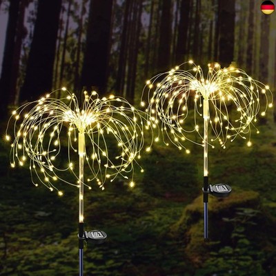 ZVO Solar Lamp for Outdoor Garden, Pack of 2 120 LED Solar Fireworks Light